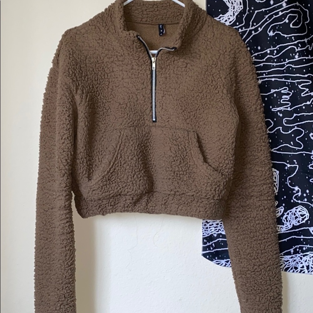 Used Zaful Cropped Teddy Bear Sweater
